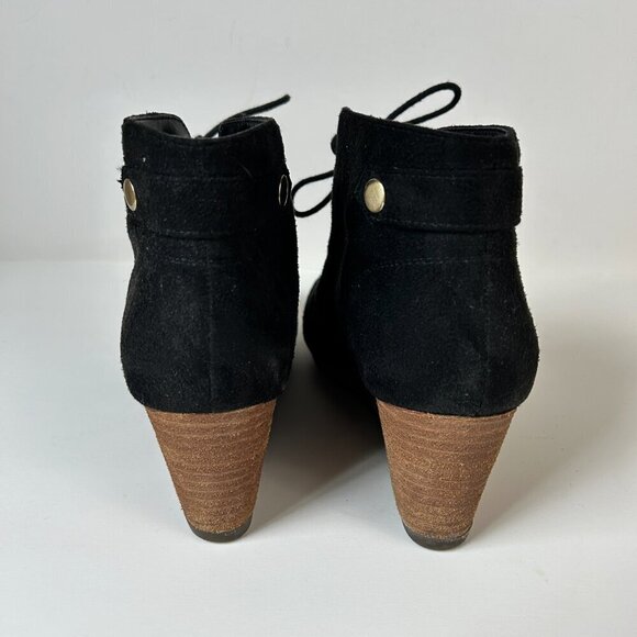 Dr Scholls Ankle Boots Continue Wedge Black Fabric Faux Suede - Picture 3 of 9